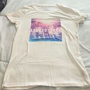 Aeropostale White & Pink Tee Size MED